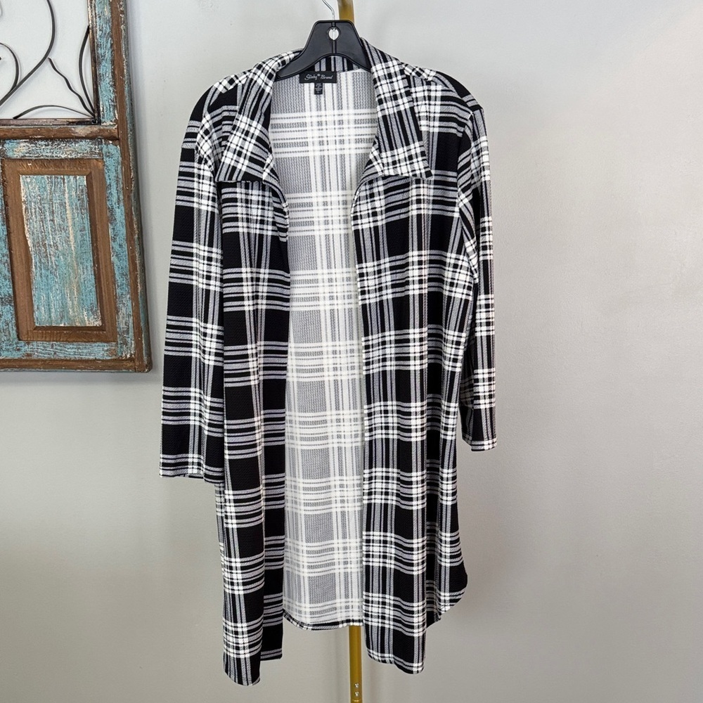 Slinky Brand Monochrome Striped cardigan NWOT L